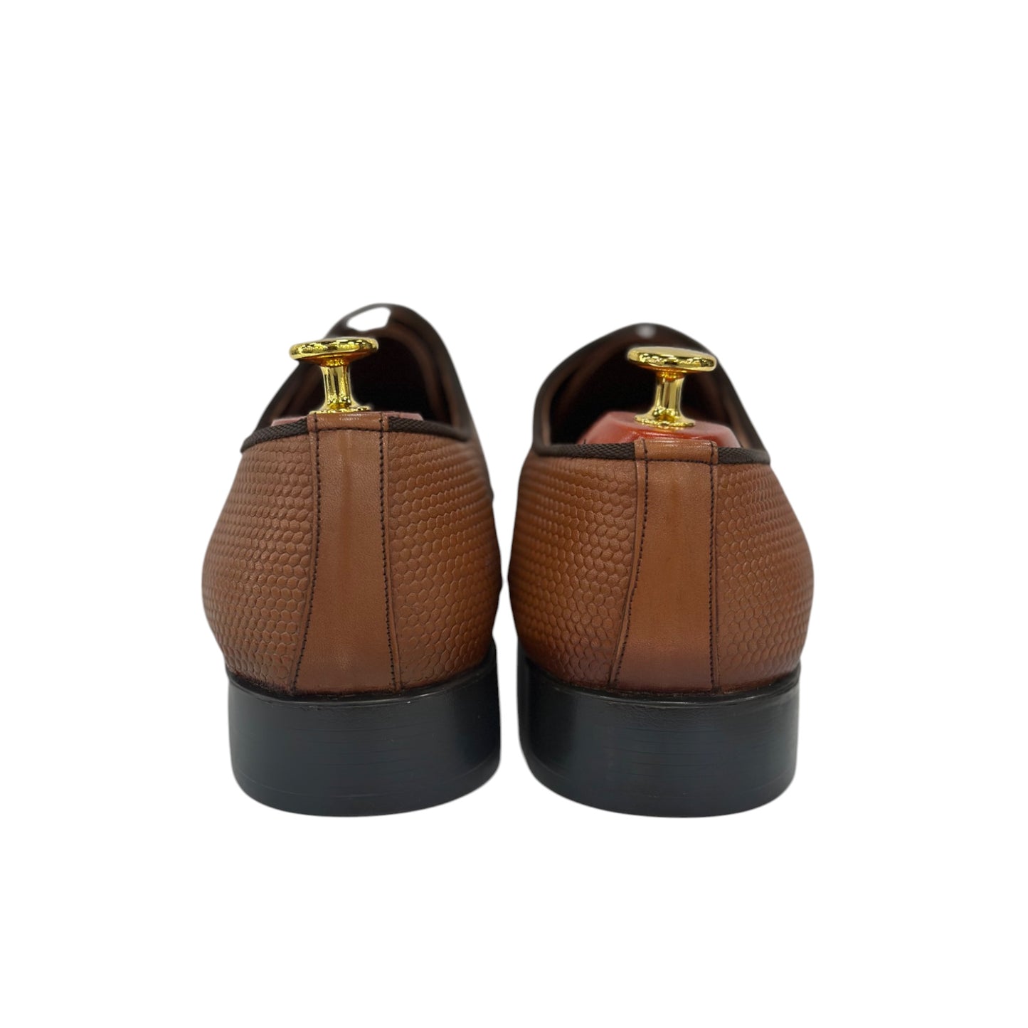 Light Brown Dress Shoes with Brown Detailing-Brown Lace-Leather- 7027-1