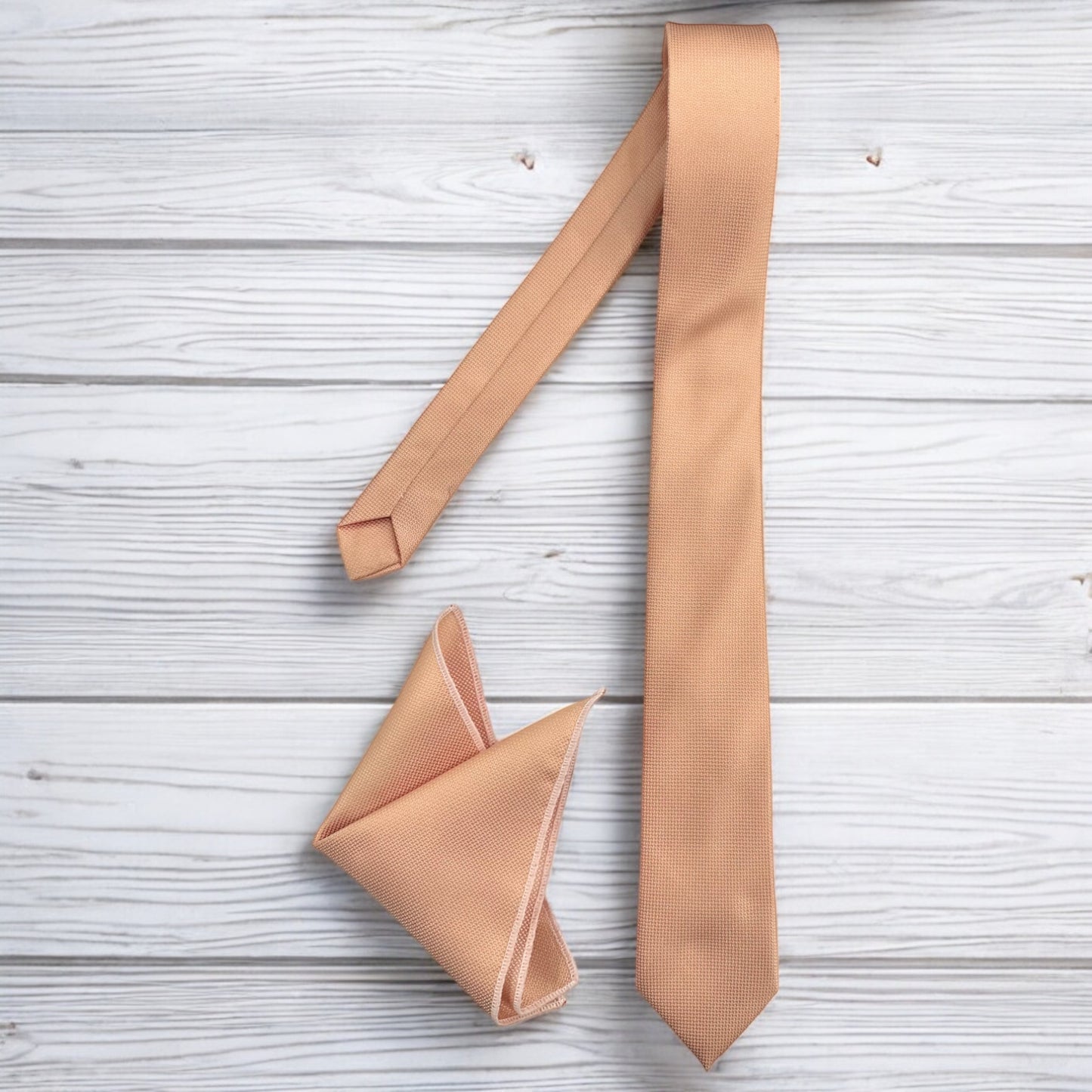 Pastel Orange  - Istanbul Fashion Slim Tie, Textured Fabric