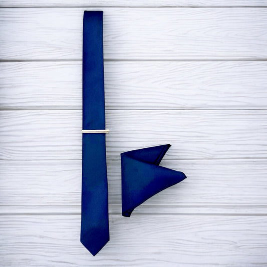Dark Navy - Istanbul Fashion Slim Tie, Plain Satin