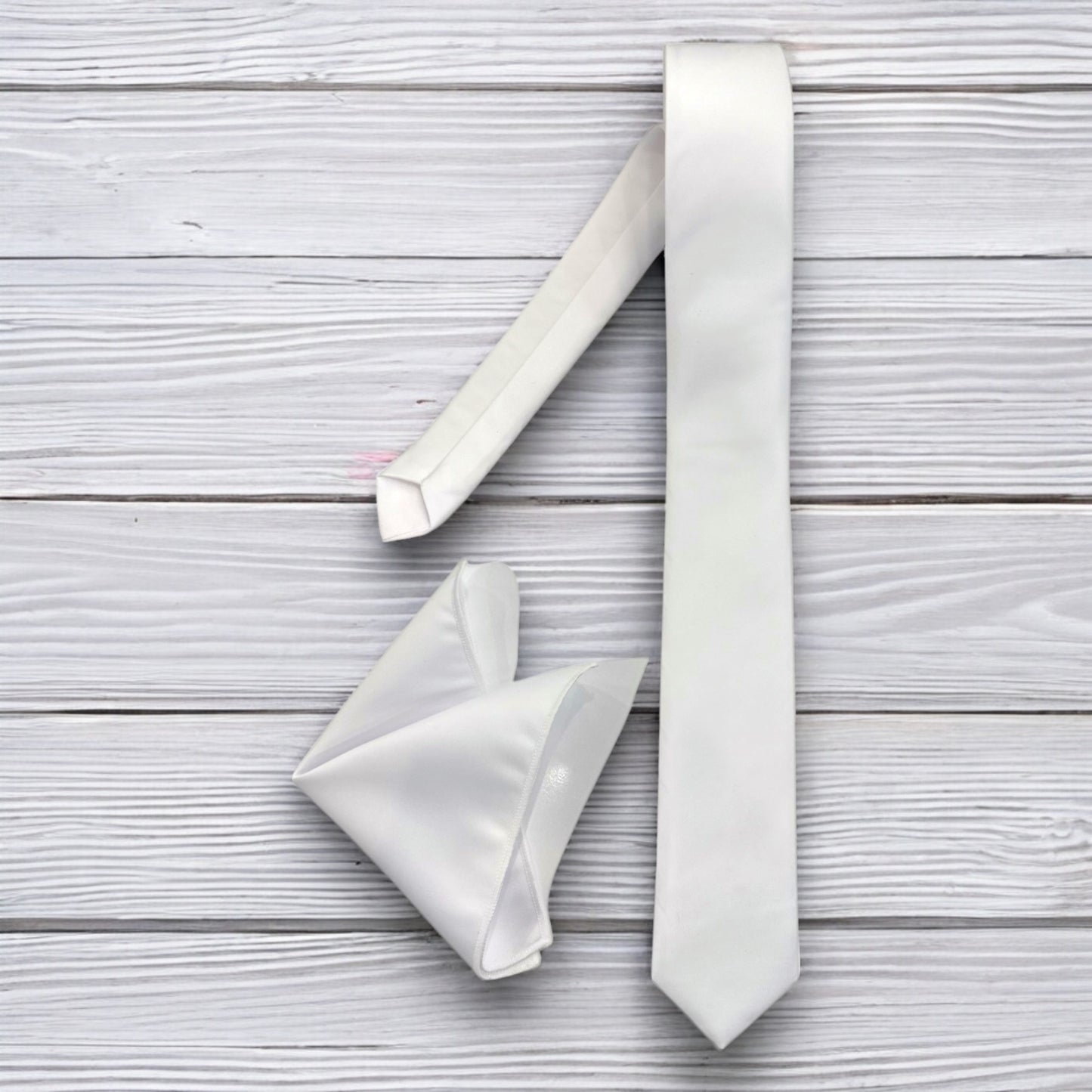 Snow White - Istanbul Fashion Slim Tie, Plain Satin