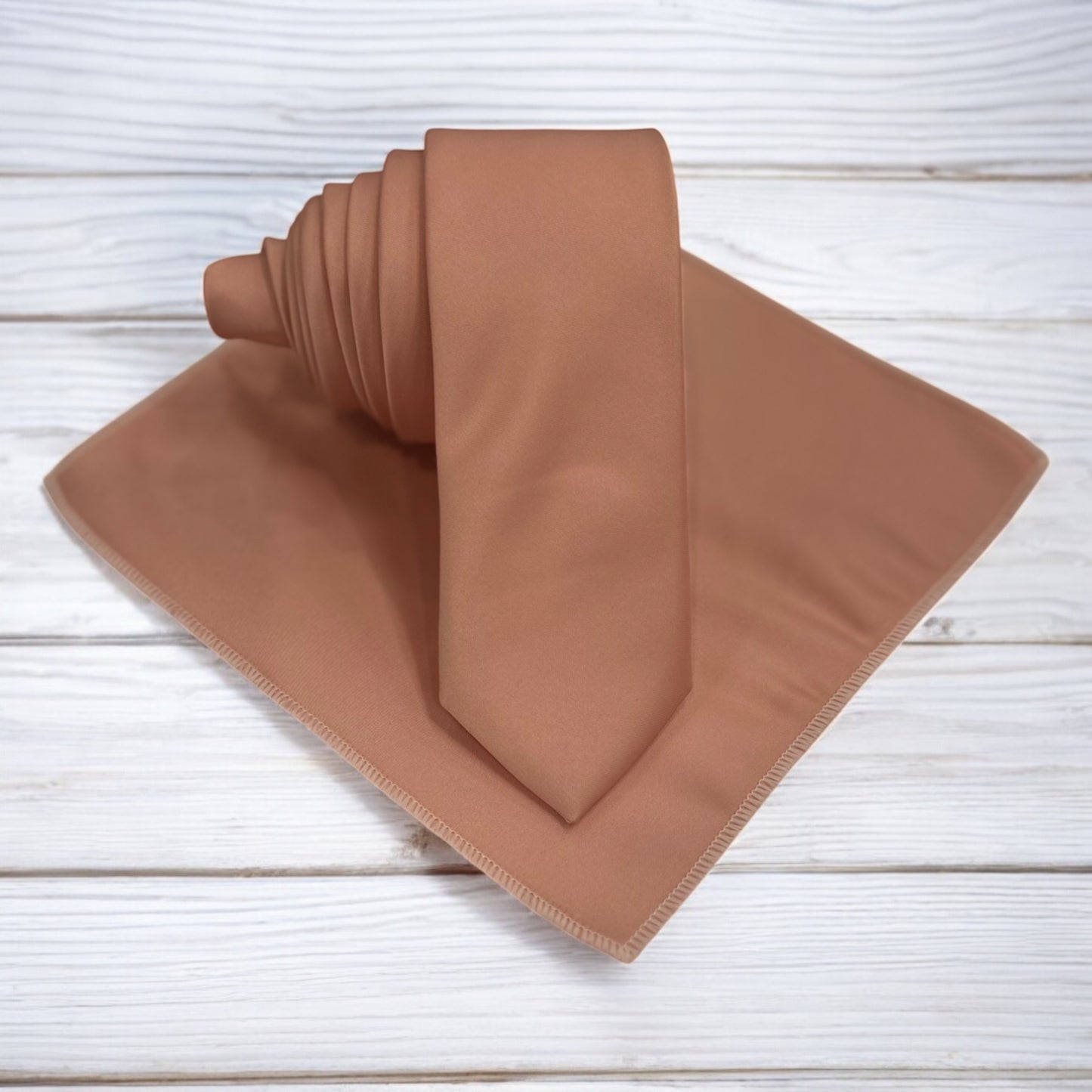 Peach   - Istanbul Fashion Slim Tie, Plain Satin