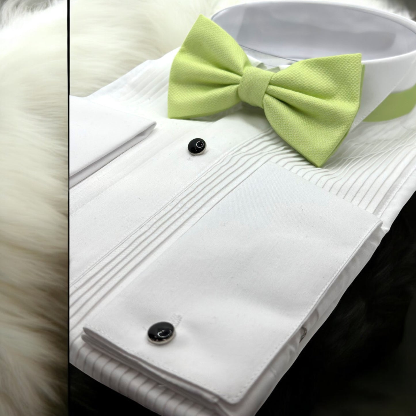 Light Lemmon Green Satin Tie with Adjustable Strap - Reversible