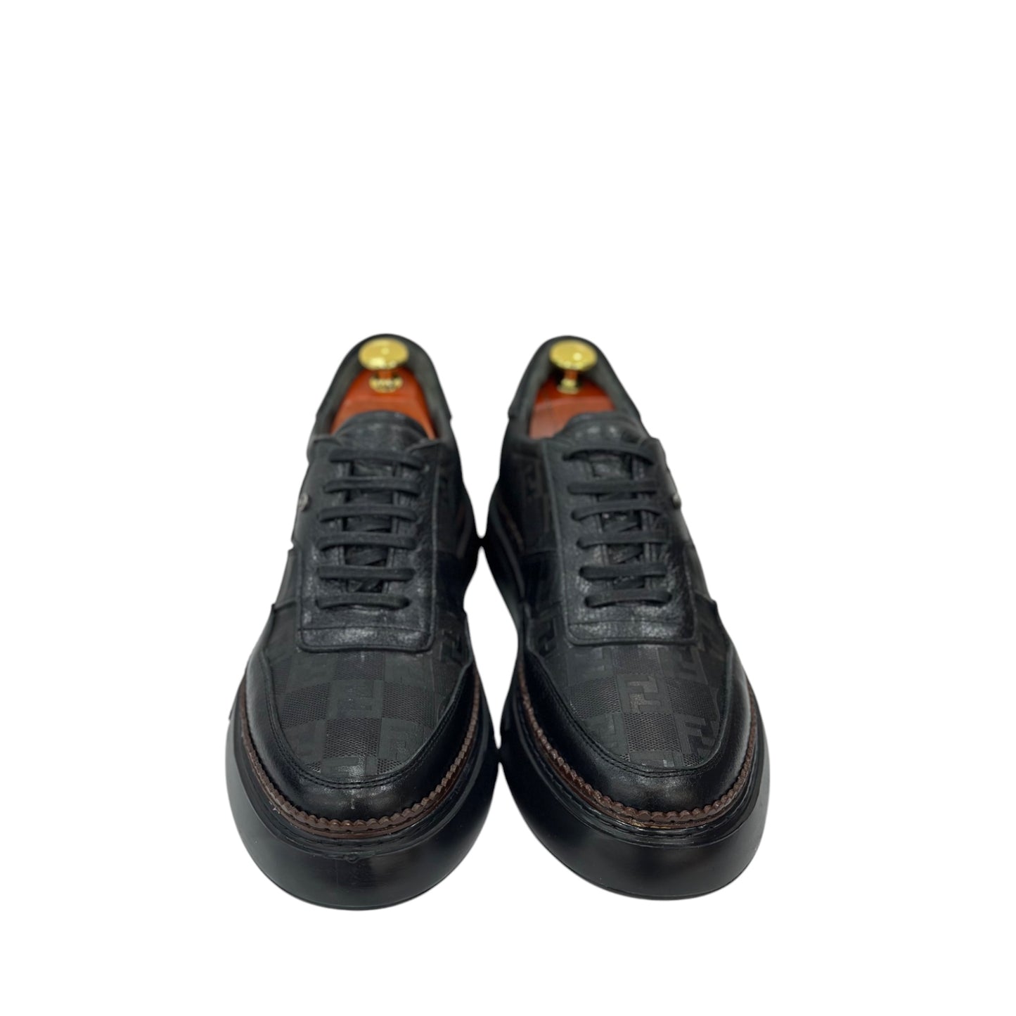 Black Sneakers - Unique  Textured Leather- with Brown Thread Details -228-SP10