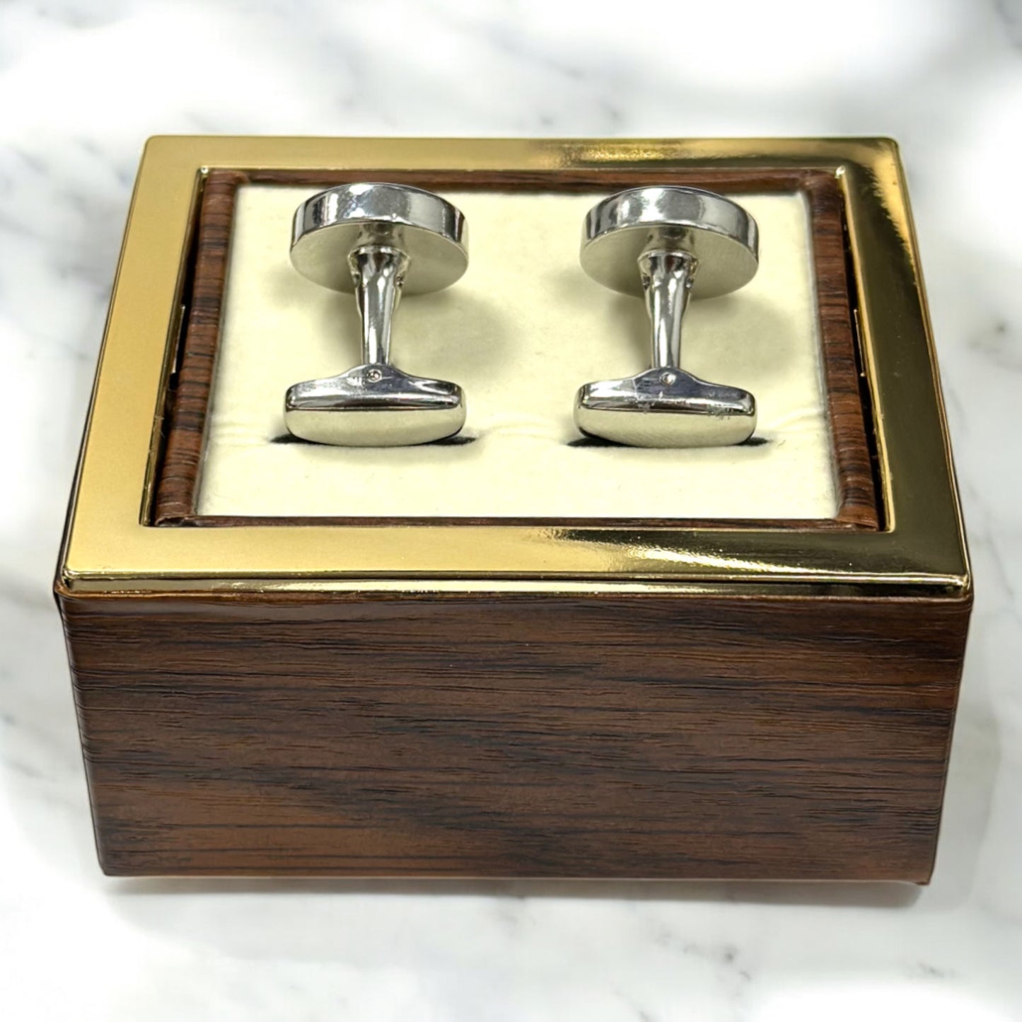 Round Dark Blue Centered with Diamond  - Istanbul Fashion Cufflinks - 60