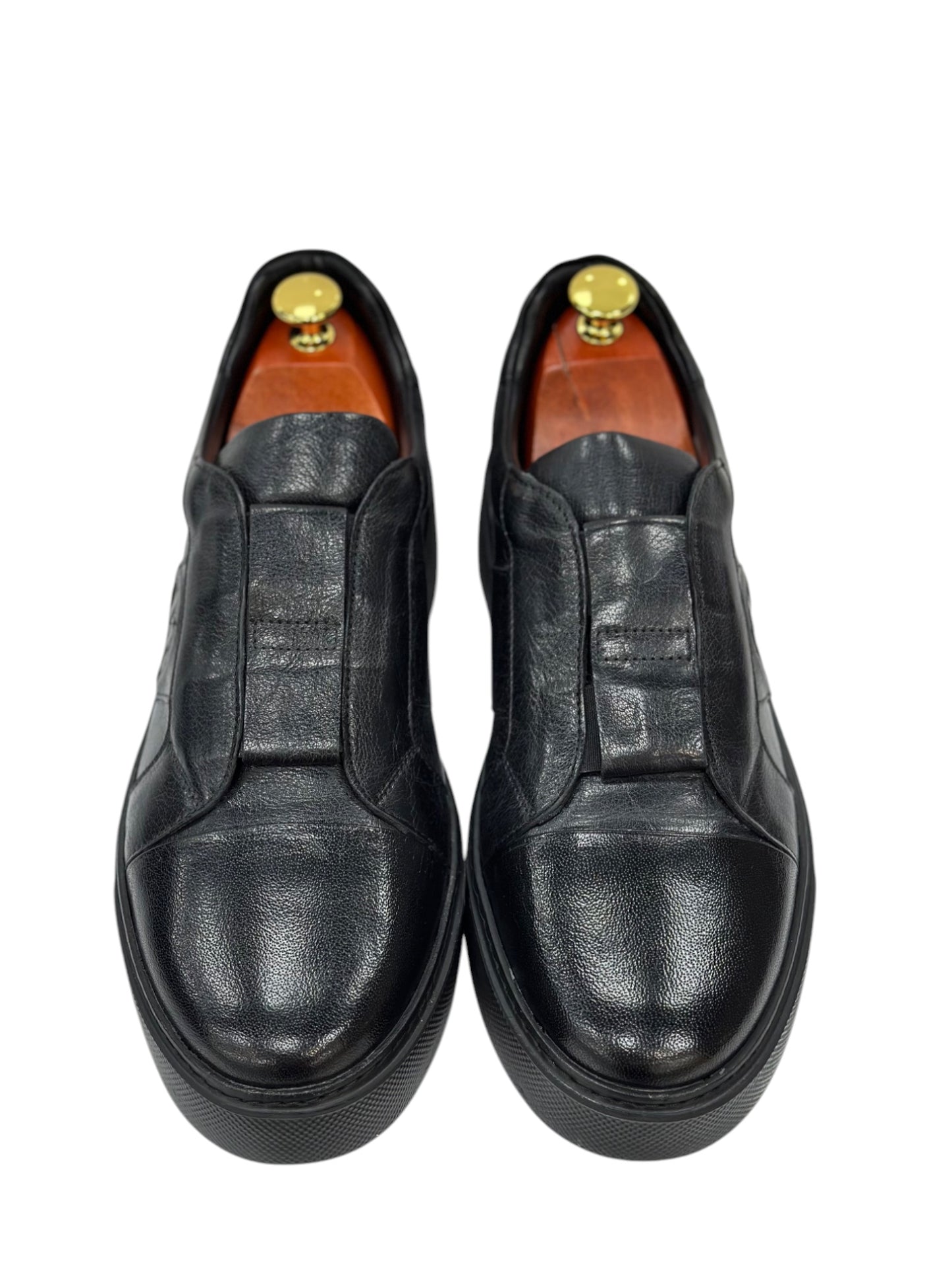 Black Sneakers - Unique   Leather- with Details  On the Side -Rubber Bottom -802