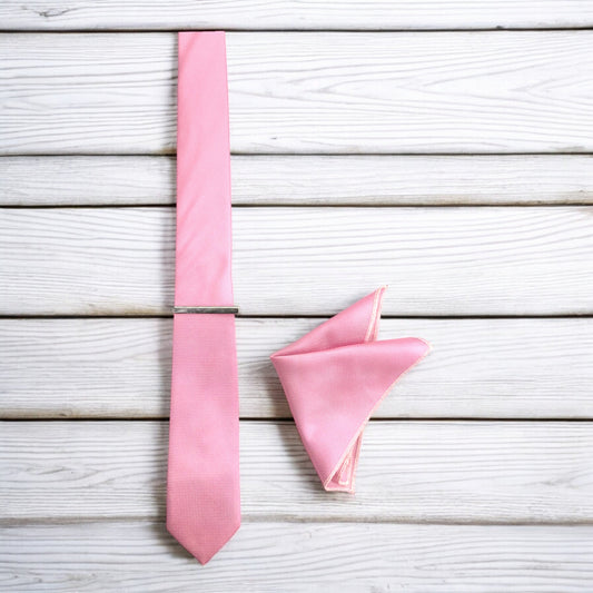 Bubble Pink- Istanbul Fashion Slim Tie, Textured Fabric