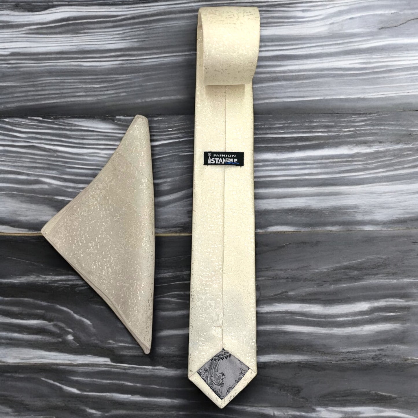 Creamy White with Shiny Drops -Istanbul Fashion  Tie - Classic Wide