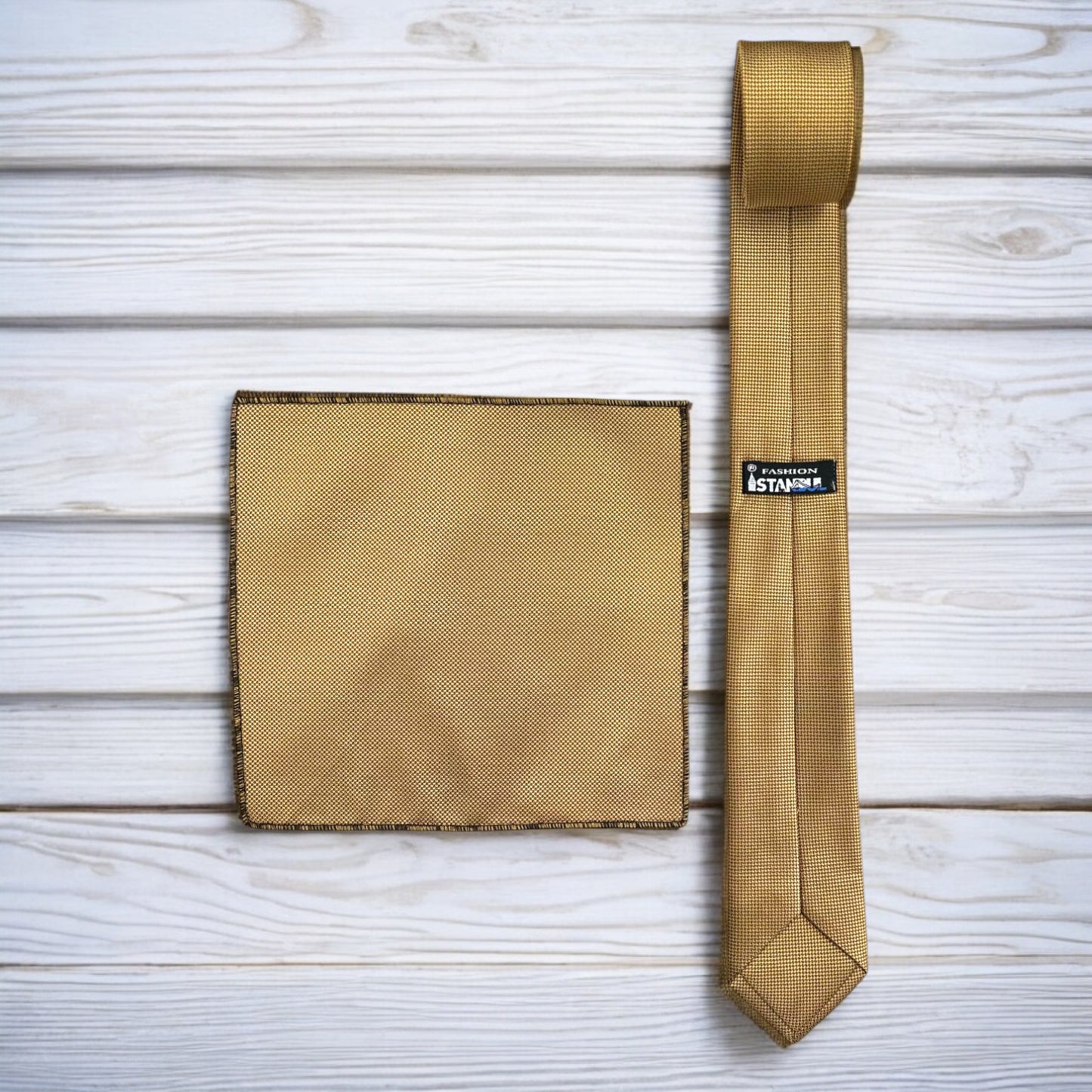 Dark Golden  - Istanbul Fashion Slim Tie, Textured Fabric