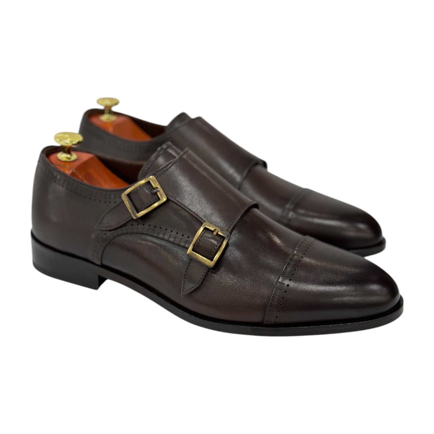 Darkest  Brown Dress Shoes with Detailed Belts on the Side Giving that Luxury Finish-74 88159