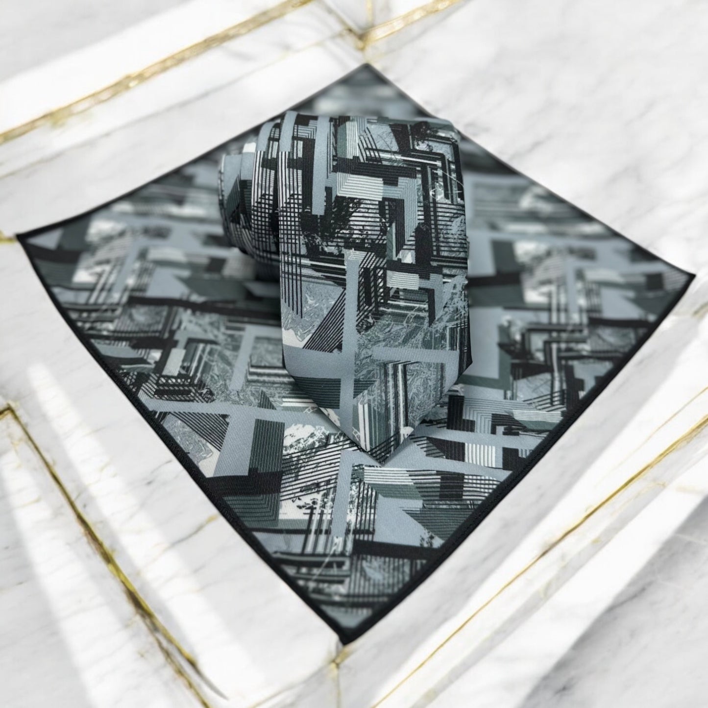 Gray shades Pattern  - Istanbul Fashion Tie - Classic Wide