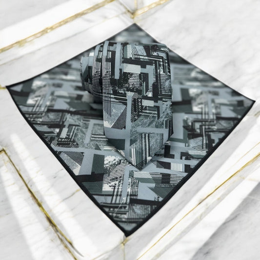 Gray shades Pattern  - Istanbul Fashion Tie - Classic Wide