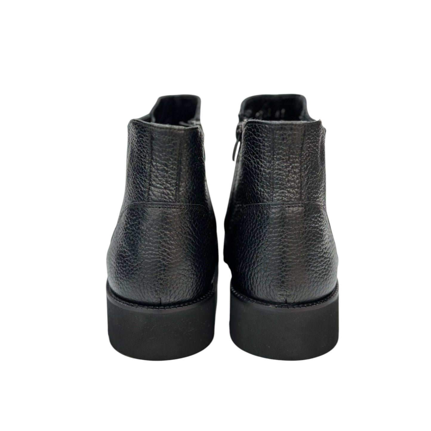 Detailed Black Ankle Boots-  with  sided Zipper-Luxury Leather- Fury Interior  and Rubber Bottom-2718