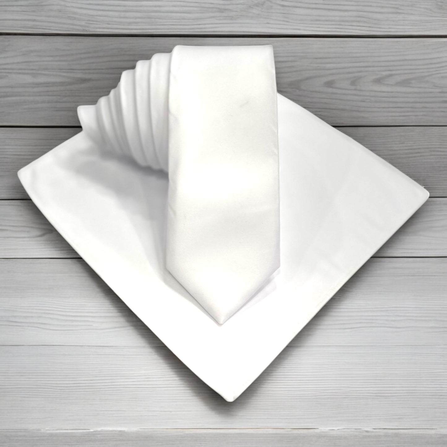 Snow White - Istanbul Fashion Slim Tie, Plain Satin