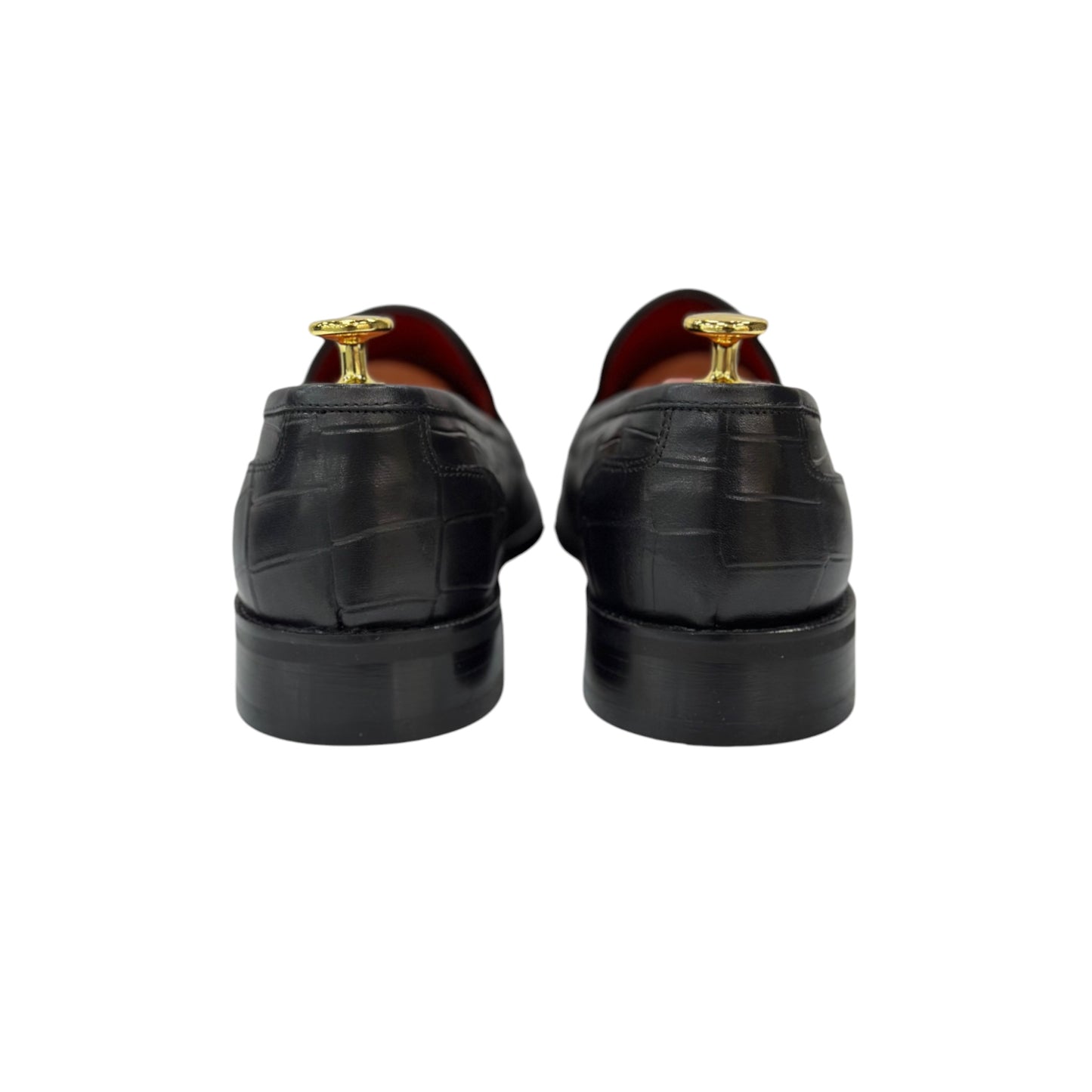 Black Istanbul Fashion by Raad Red Bottom Shoes With Unique Textured Leather -602