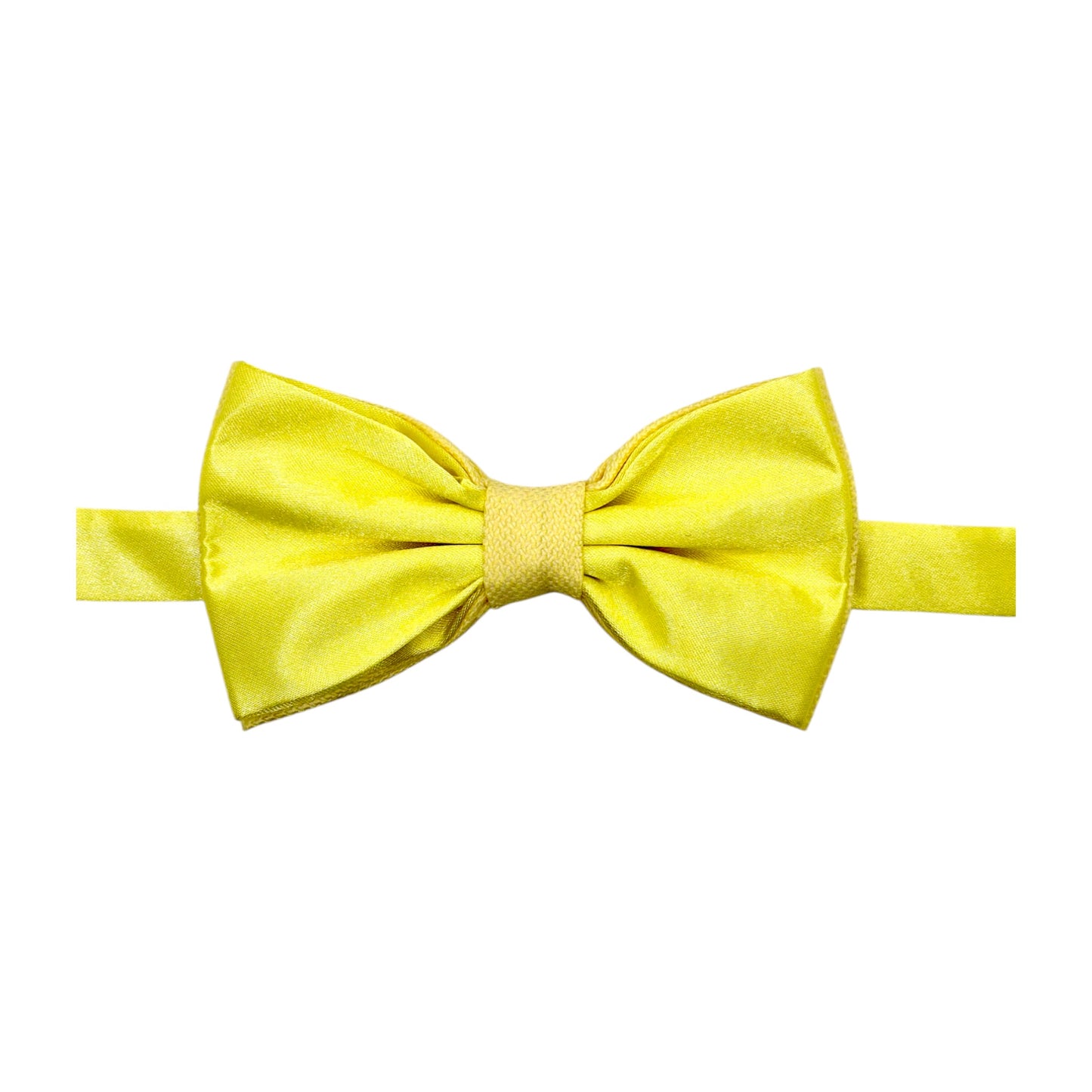 Lemon Yellow  Bow Tie with Adjustable Strap-Reversible Silky and Textured Fabric