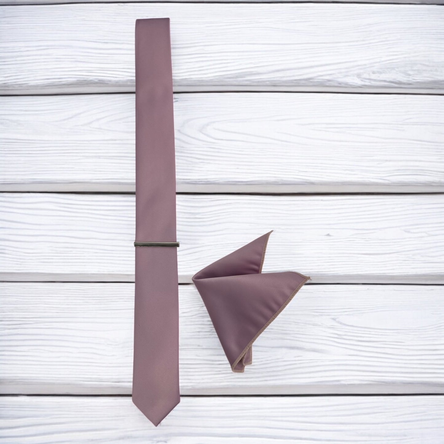 Light Mauve - Istanbul Fashion Slim Tie, Plain Satin