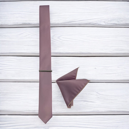 Light Mauve - Istanbul Fashion Slim Tie, Plain Satin