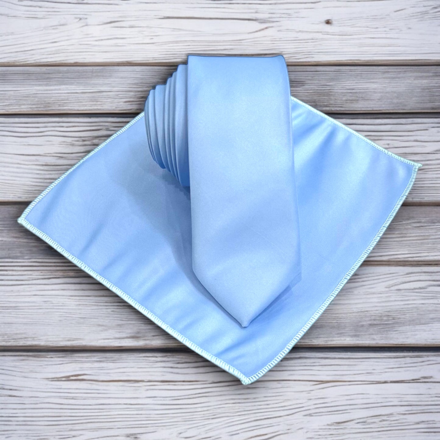 Light Blue   - Istanbul Fashion Slim Tie, Plain Satin