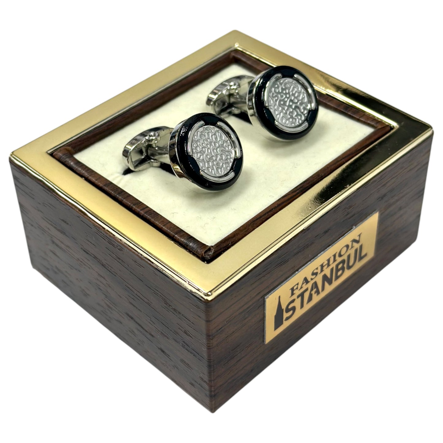 Elegant Combination of Black and Silver Round  Istanbul Fashion Cufflinks  35