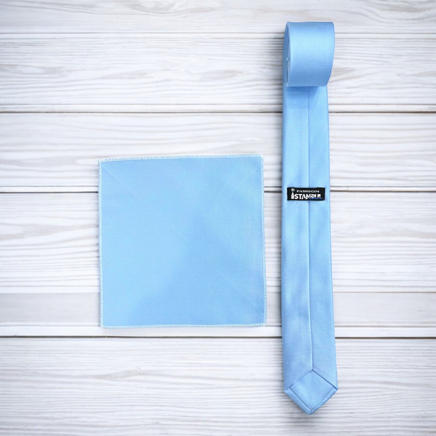 Sky Blue Istanbul Fashion Slim Tie, Textured Fabric