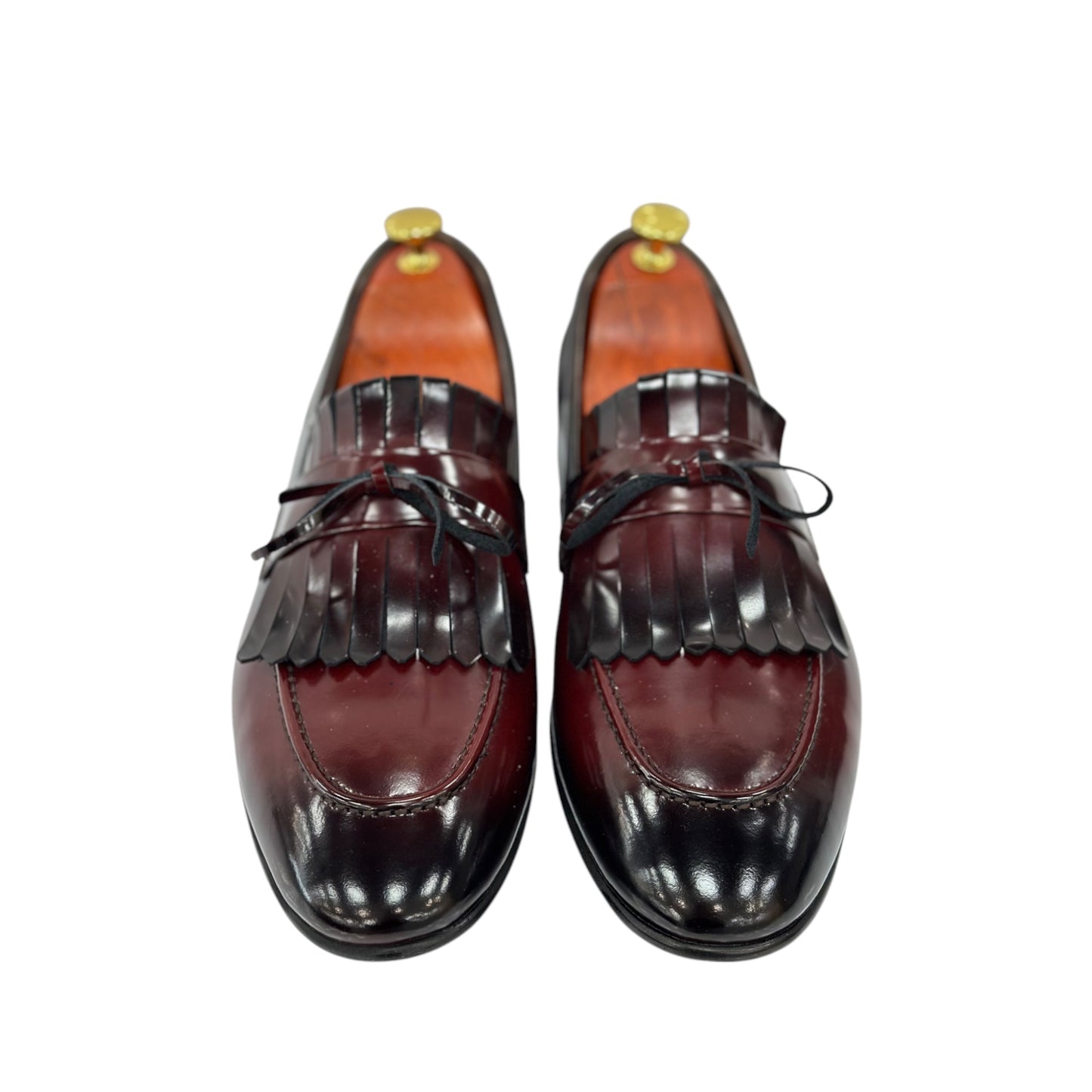 Glossy-Dark Cherry  Dress Shoes with Textured Detailing made with Hight Quality Leather-9090