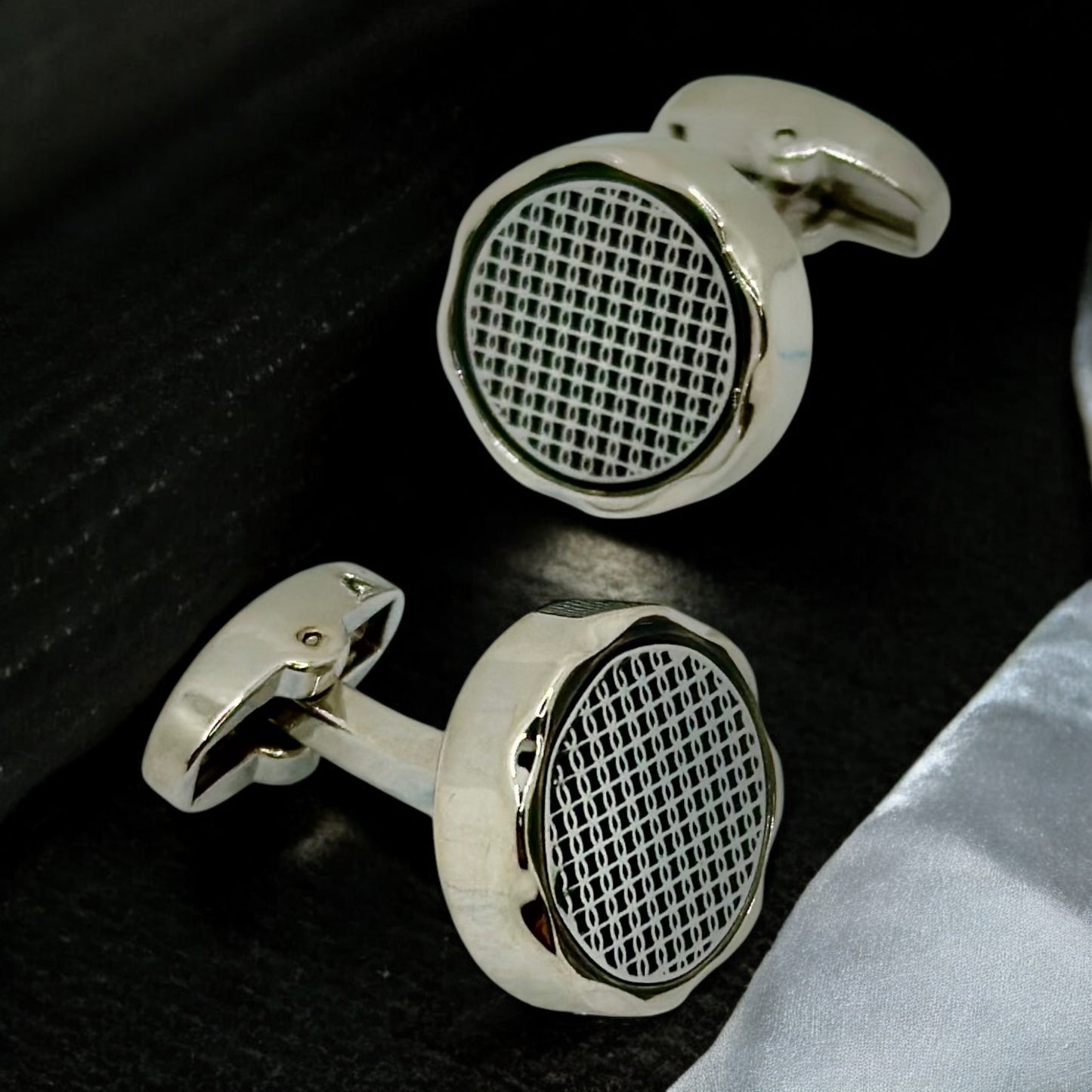 Silver Shiny Round  Round Istanbul Fashion Cufflinks  - 27