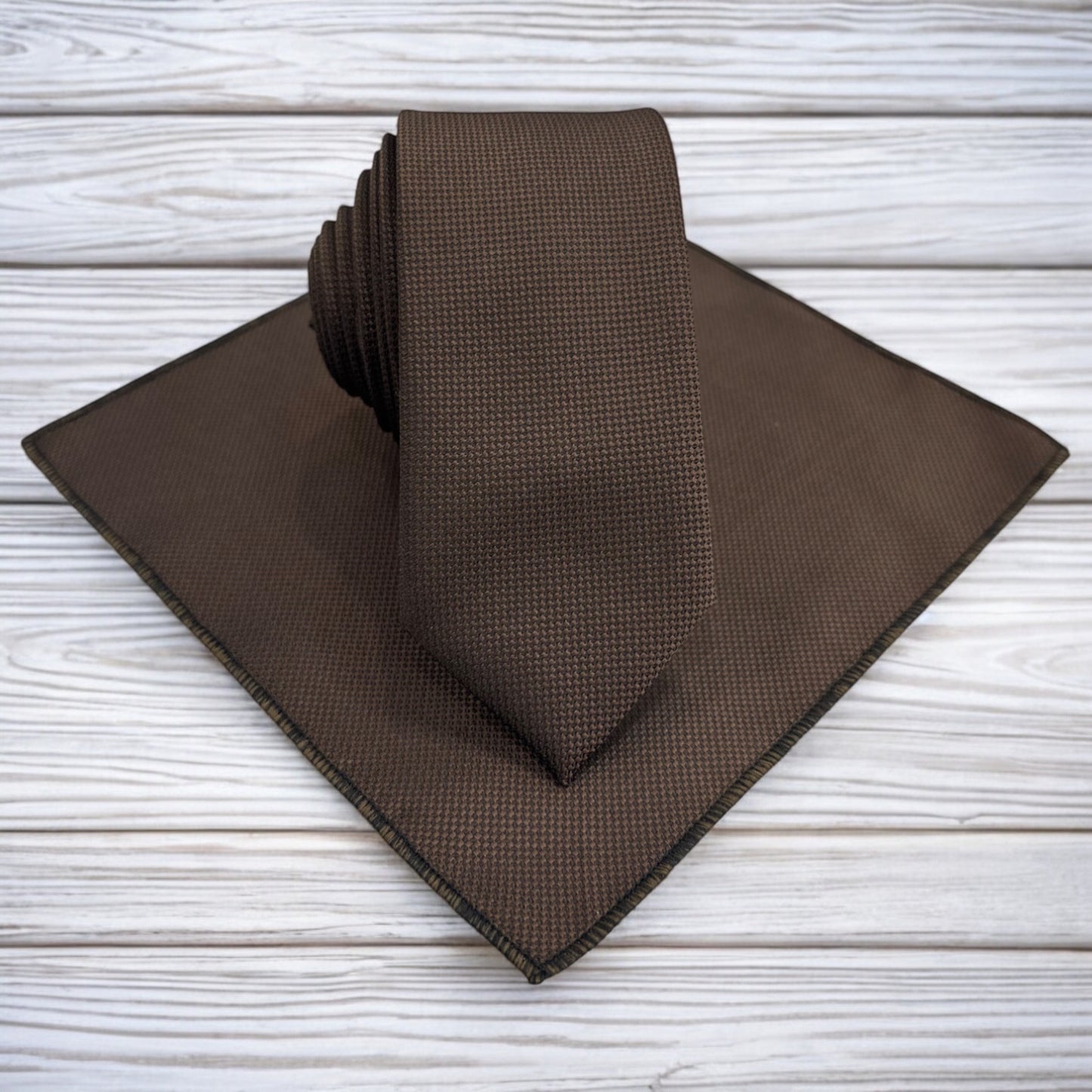 Chocolate Brown w/ Dots- Istanbul Fashion  Slim Tie, Textured Fabric