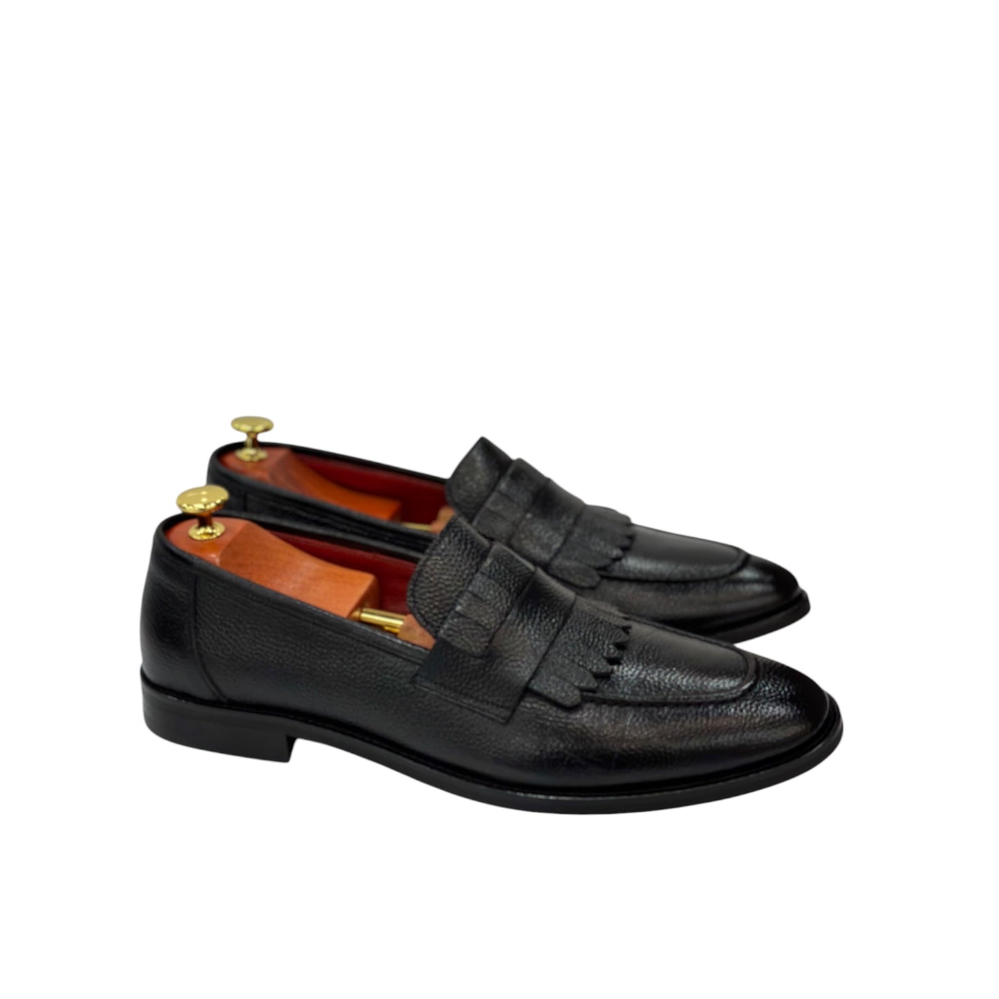 Black Istanbul Fashion by Raad Red Bottom Leather Shoes With Classy Detailing-3045