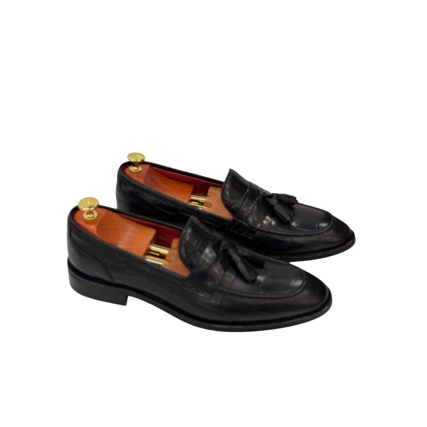 Black Istanbul Fashion by Raad Red Bottom Shoes With Unique Textured Leather -602