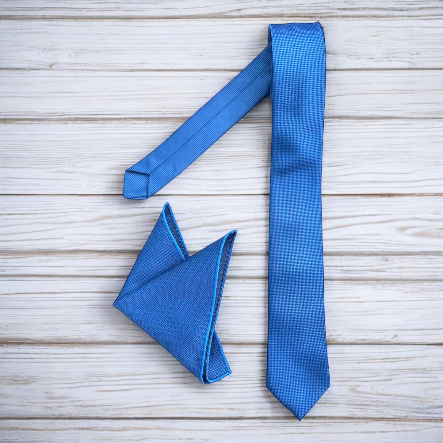 Elegant Blue with  Darker Lines- Istanbul Fashion Slim Tie, Textured Fabric
