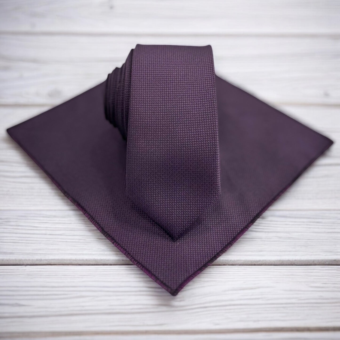 Dark Grape Purple - Istanbul Fashion Slim Tie, Textured Fabric