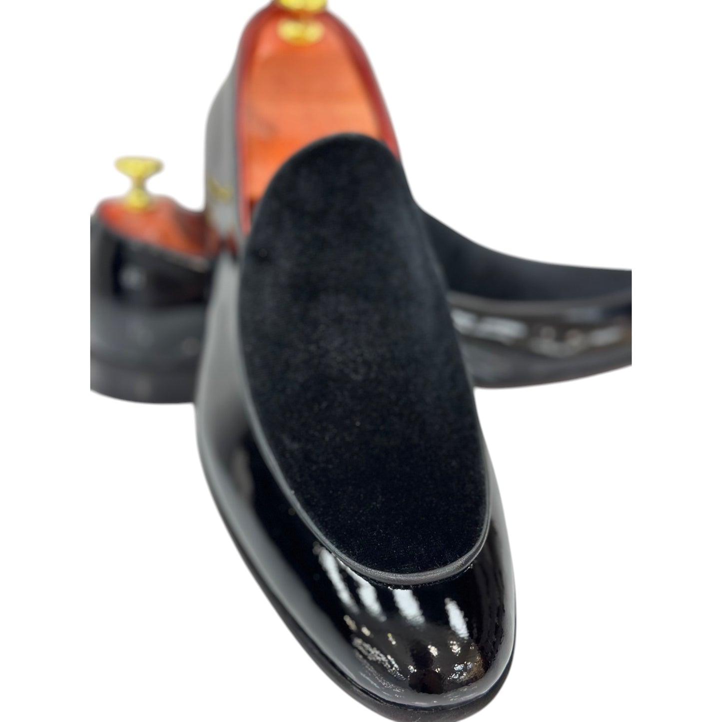 Black Istanbul Fashion by Raad Red Bottom Shoes With Unique Velvet on Leather Mix-1529
