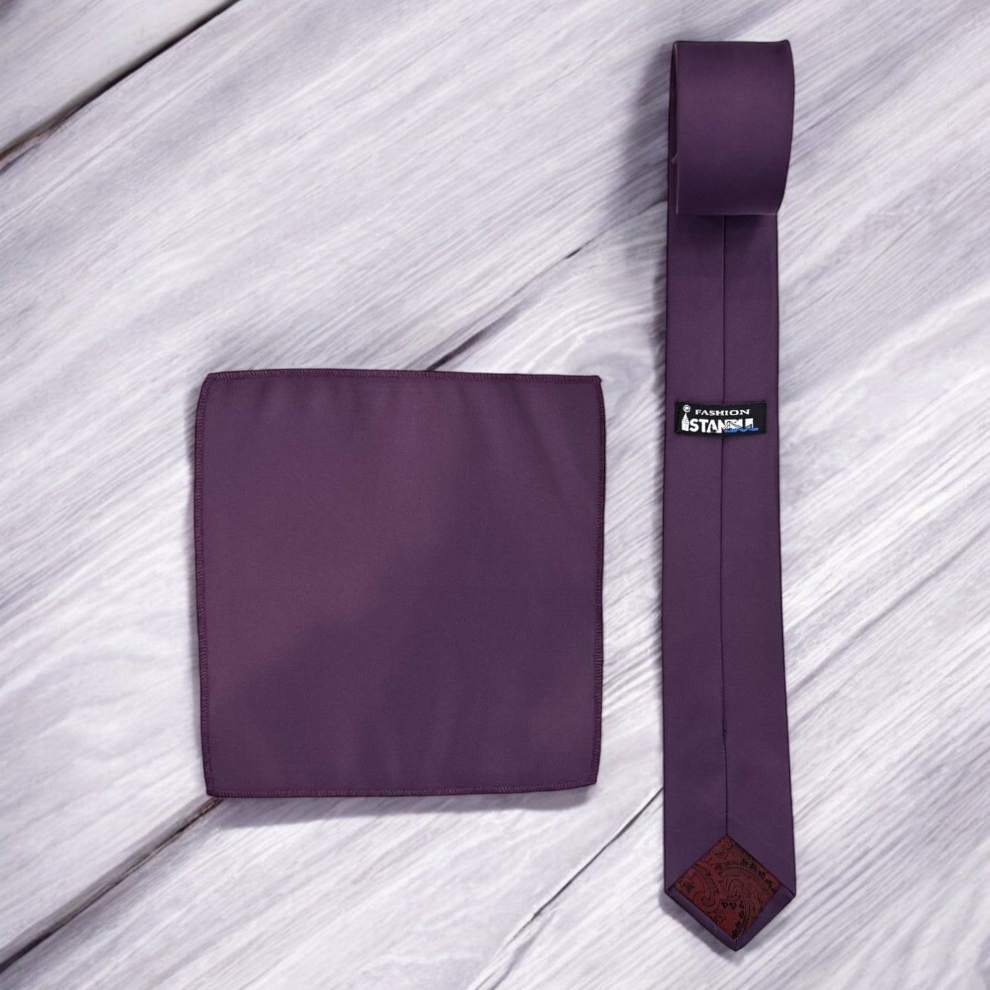 Grape Purple - Istanbul Fashion Slim Tie, Plain Satin