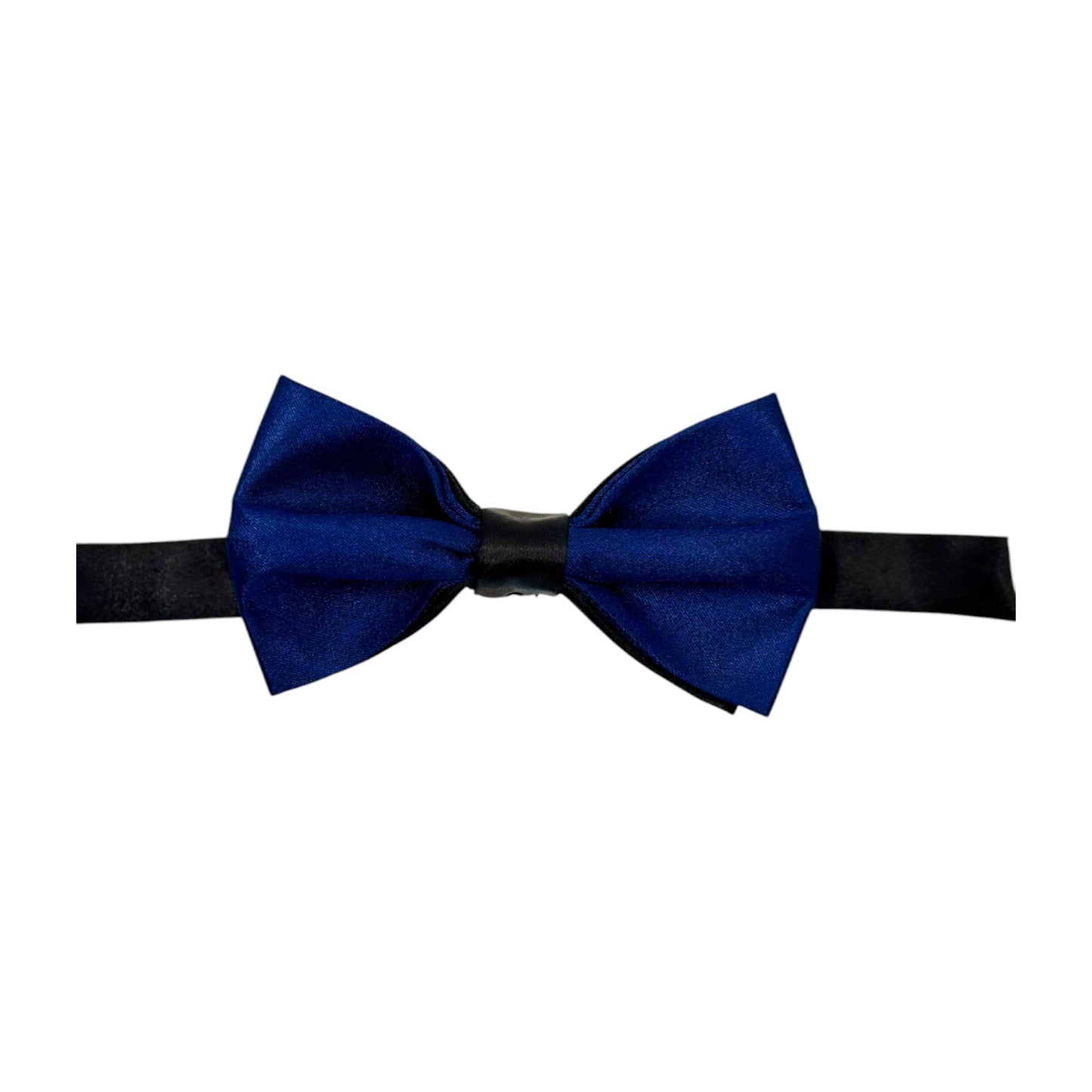 Two Toned  Bow Tie -Black and Darkest Blue with Adjustable Strap-Reversible Silky