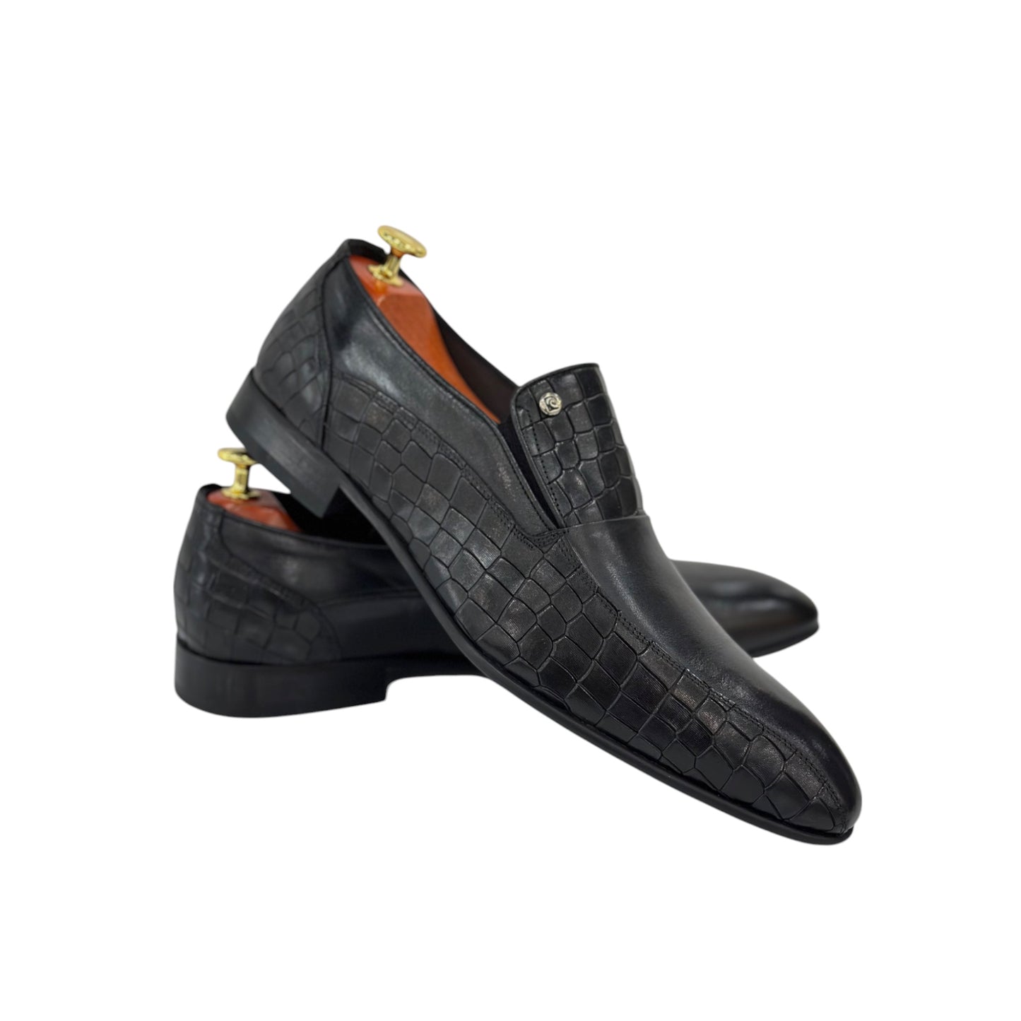 Black Dress Shoes with Textured Detailing made with Hight Quality Leather to Give it A Luxury Finish- 376608-16