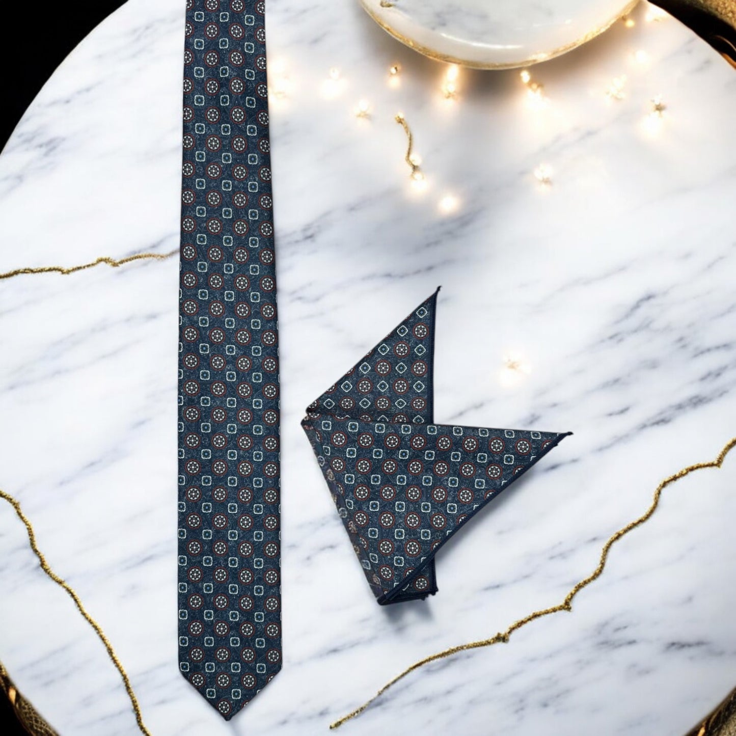 Blue and Brown Circles - Istanbul Fashion Tie - Classic Wide
