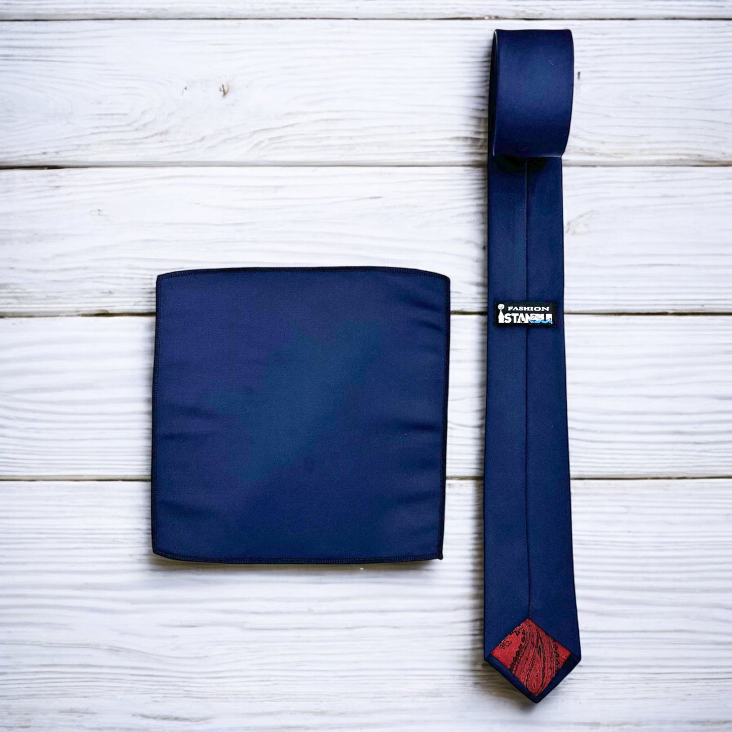 Dark Navy - Istanbul Fashion Slim Tie, Plain Satin