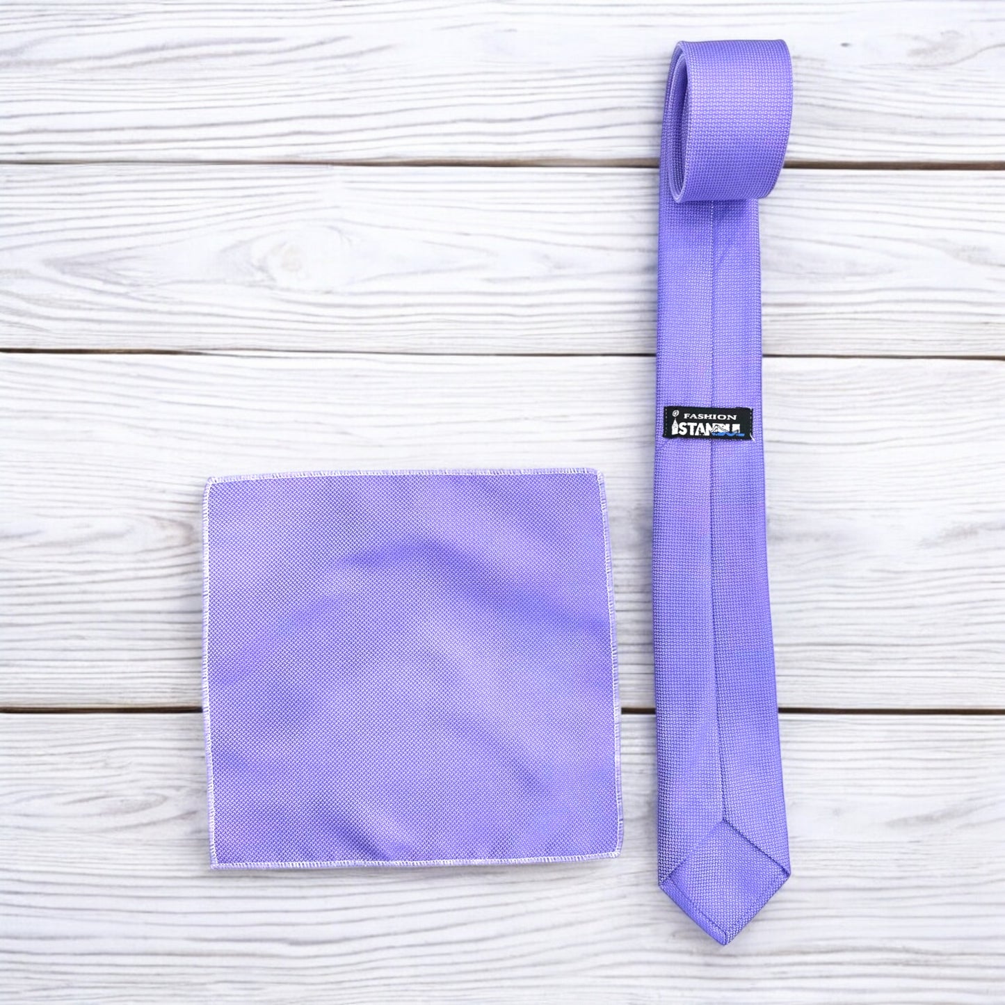 Lavender with Silver Lines - Istanbul Fashion Slim Tie, Textured Fabric