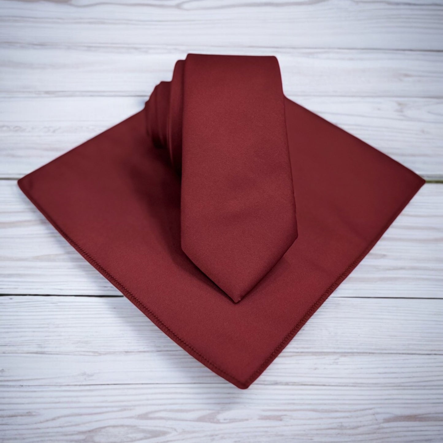 Burgundy   - Istanbul Fashion Slim Tie, Plain Satin