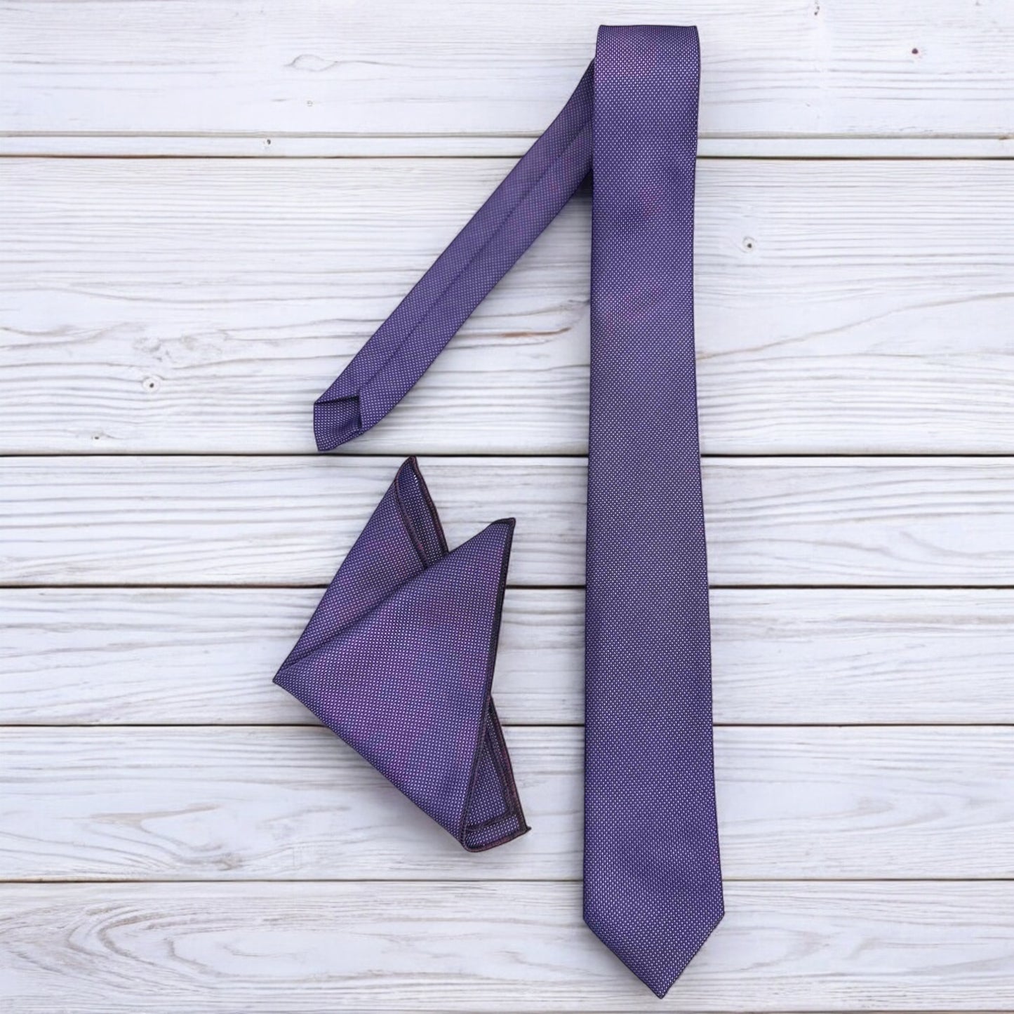 Dark Plum Purple with Lighter Dots Istanbul Fashion Slim Tie, Textured Fabric