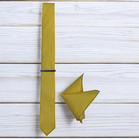 Bright Yellow - Istanbul Fashion Slim Tie, Plain Satin