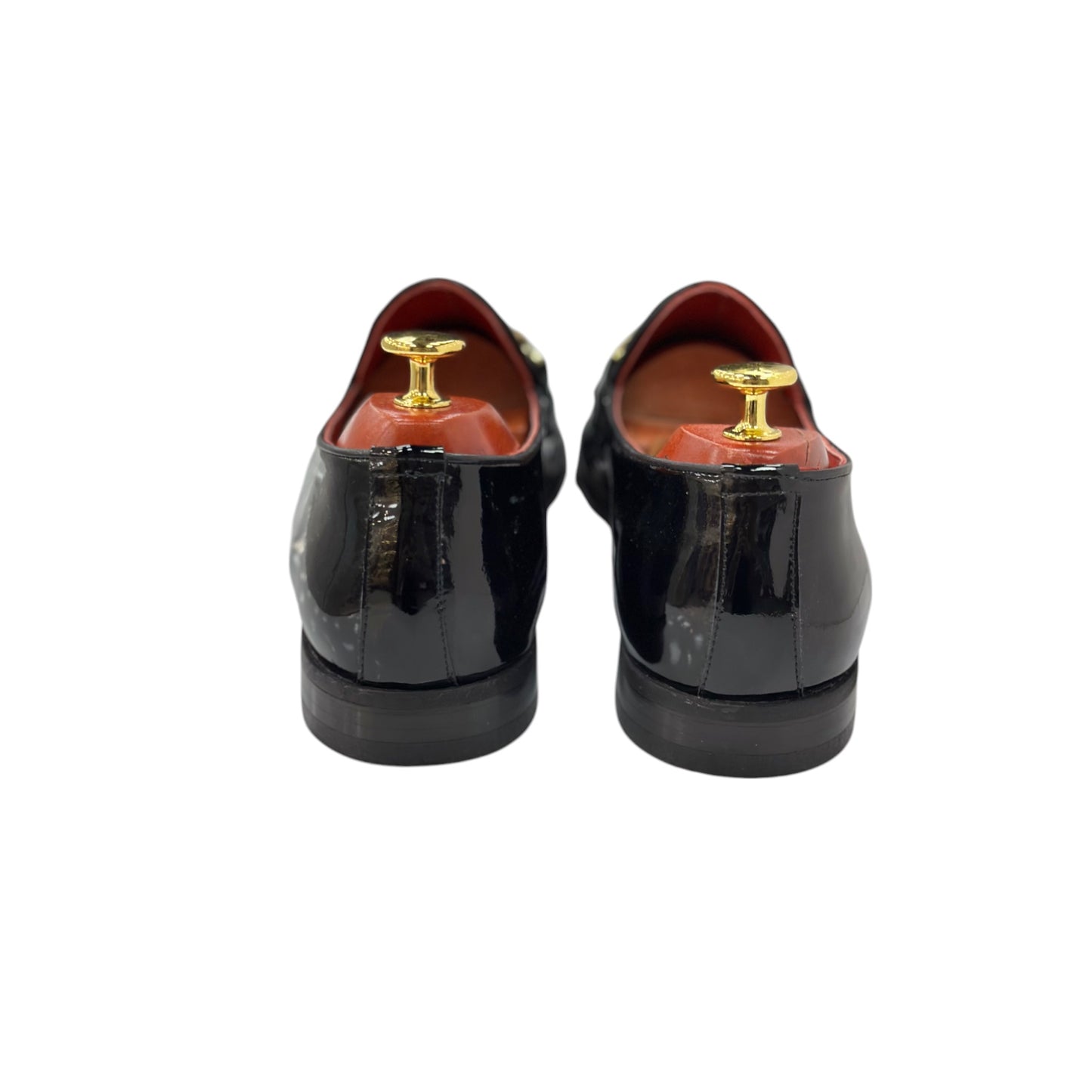 Black Istanbul Fashion by Raad Red Bottom Shoes With Gold details on Velvet Surface-1530