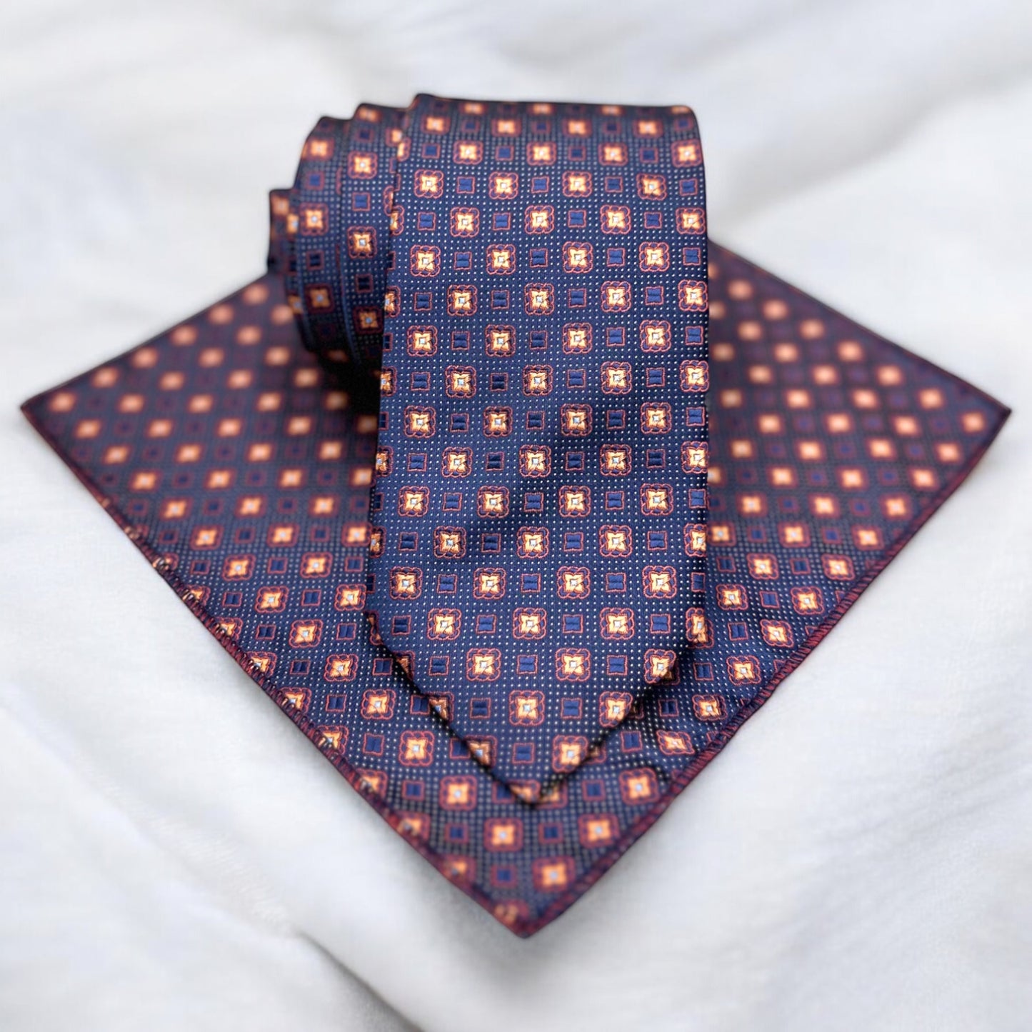 Plaided with Burgundy and Navy -Istanbul Fashion Tie - Classic Wide