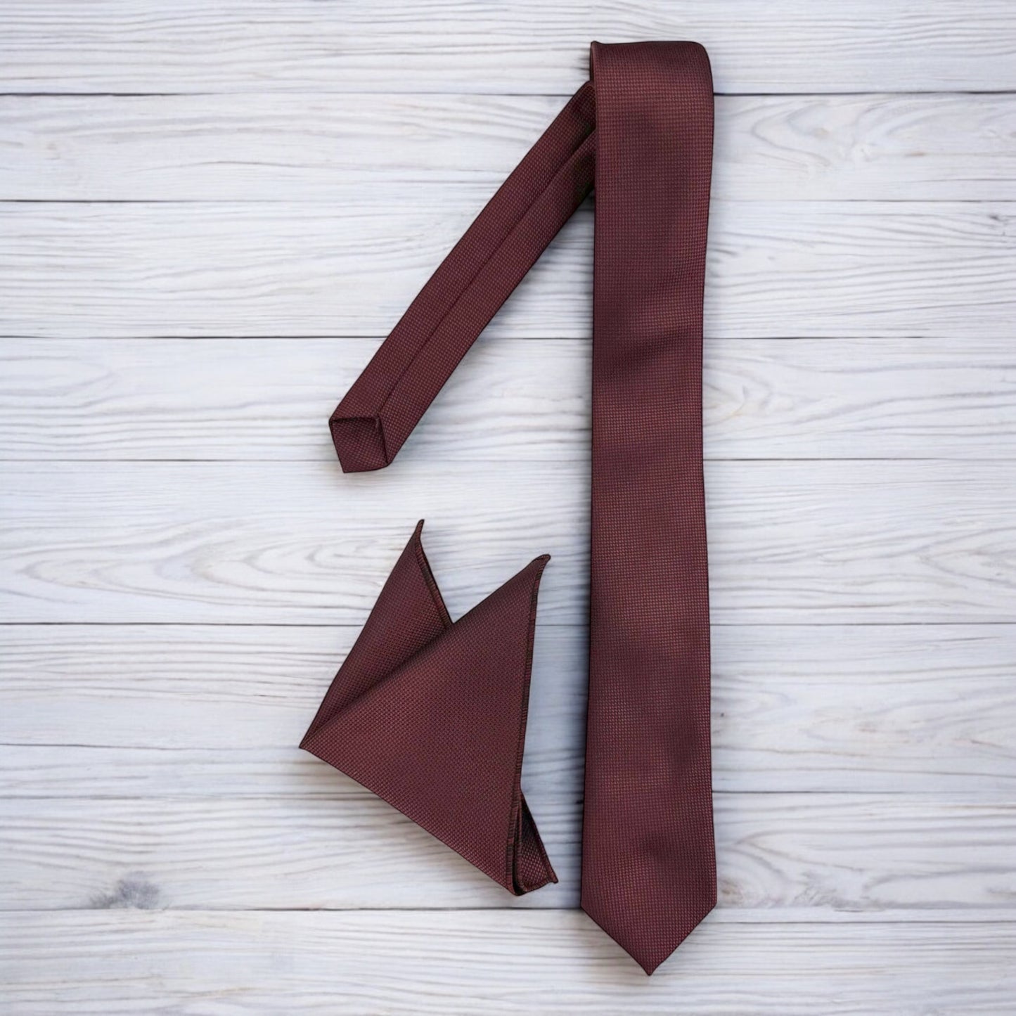 Dark Burgundy  - Istanbul Fashion Slim Tie, Textured Fabric