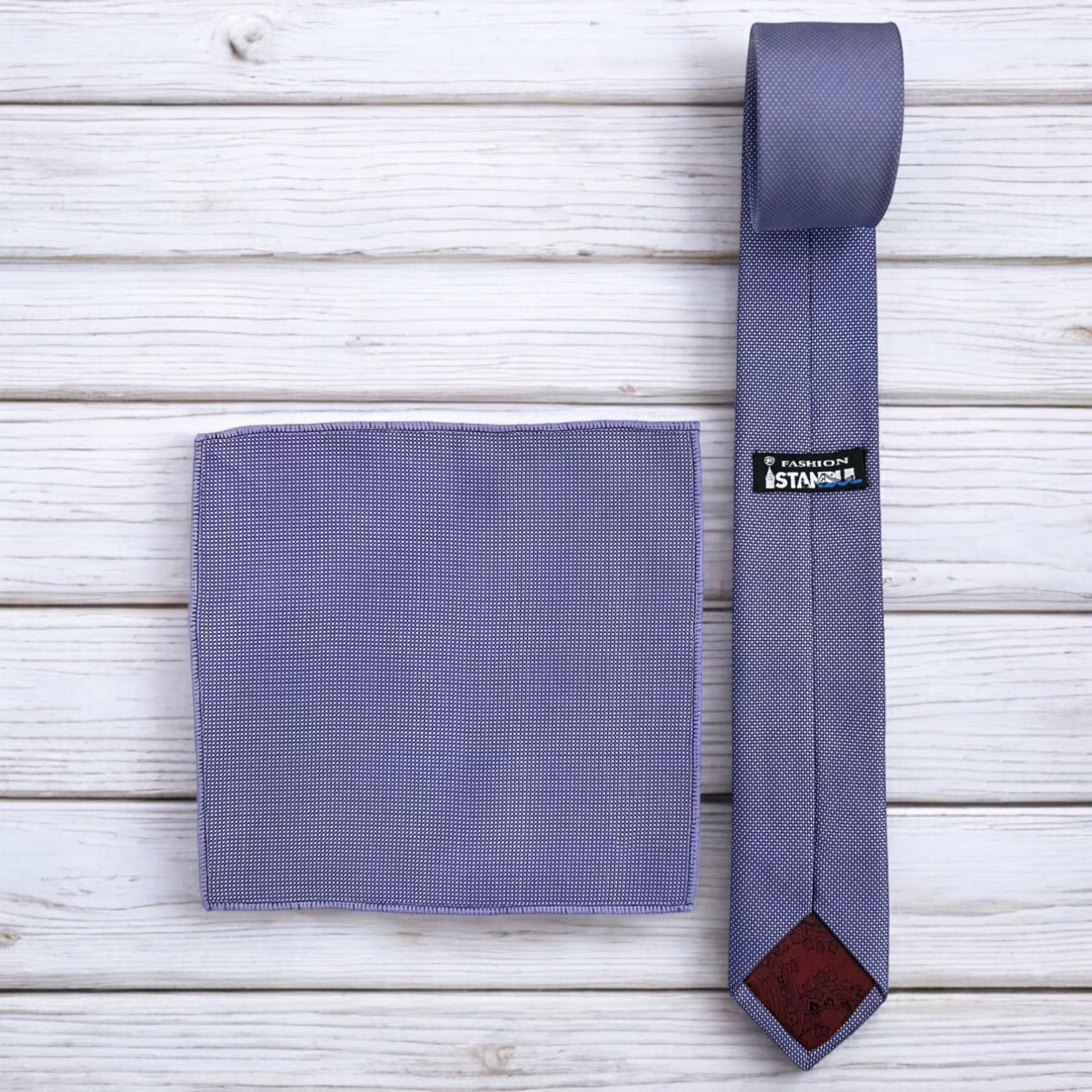 Daisy Purple w/ Dots - Istanbul Fashion Slim Tie, Textured Fabric