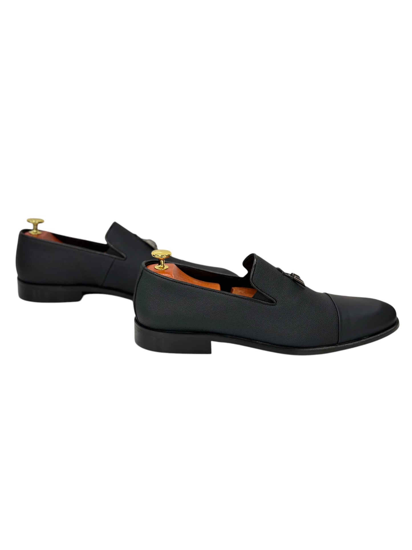 Luxury Shoes-Matt Finish Leather-Detailed Metallic Finish -212-2385