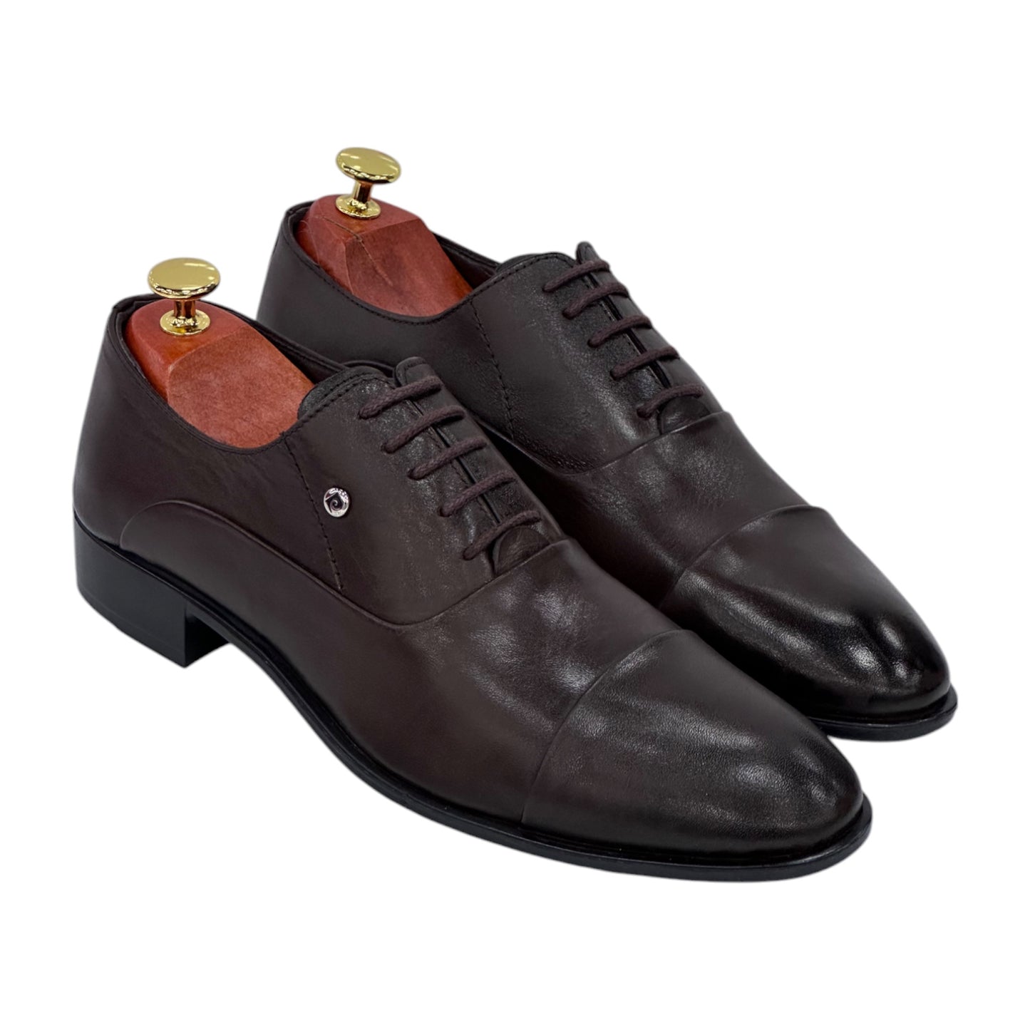 Brown Dress Shoes with Brown Lace-Made with Luxury Leather-7041