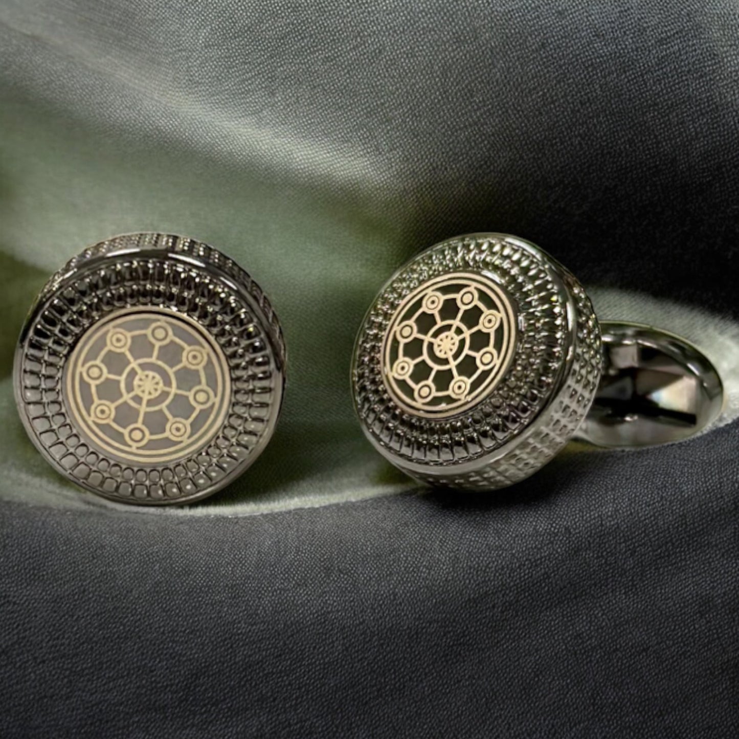 Elegant Detailing of Silver, Champagne and Chrome- Istanbul Fashion Cufflinks - 37