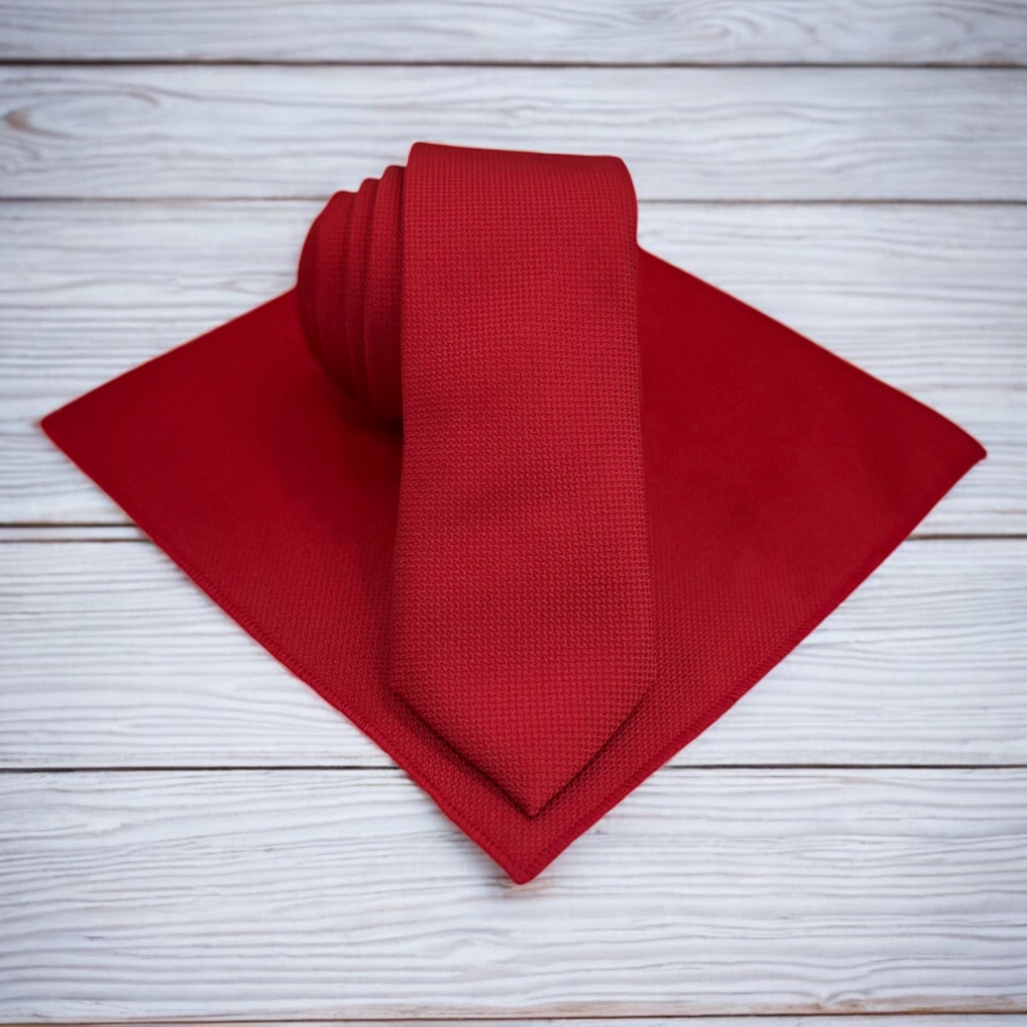 Red  - Istanbul Fashion Slim Tie, Textured Fabric