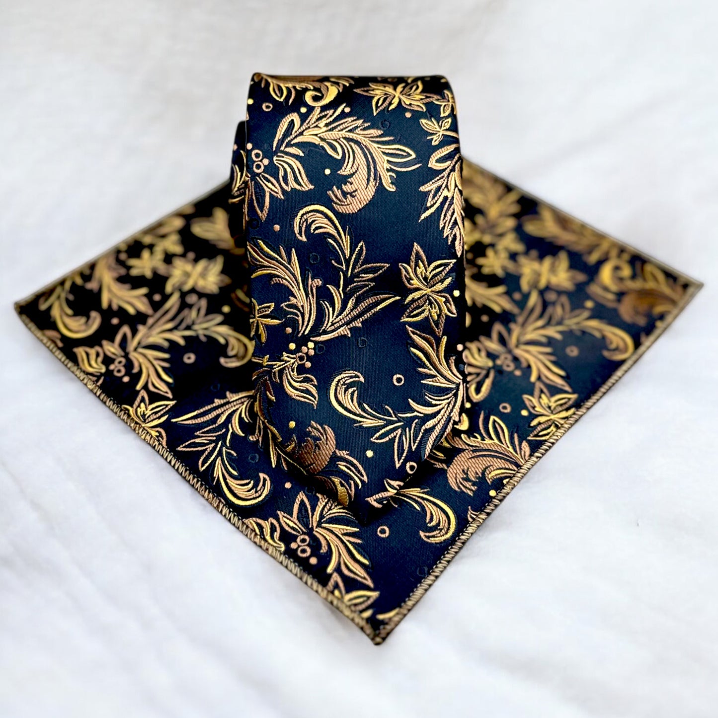 Black Base with Gold Details -Istanbul Fashion Tie - Classic Wide